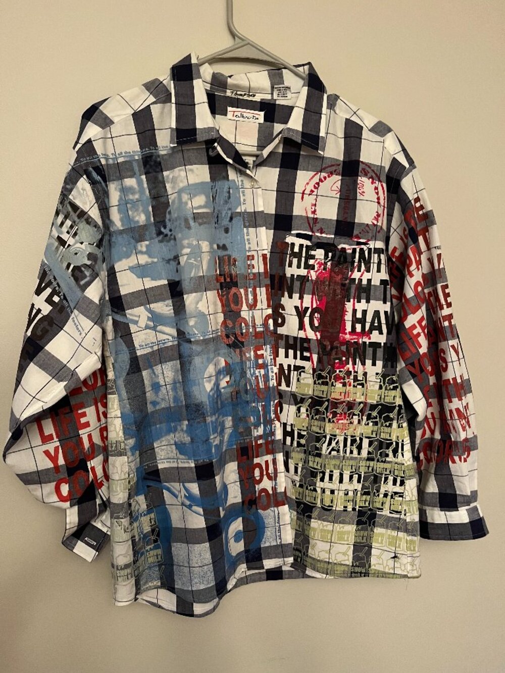 SNOW MILK one of a kind up-cycled Talbots woman's dress shirt, street art